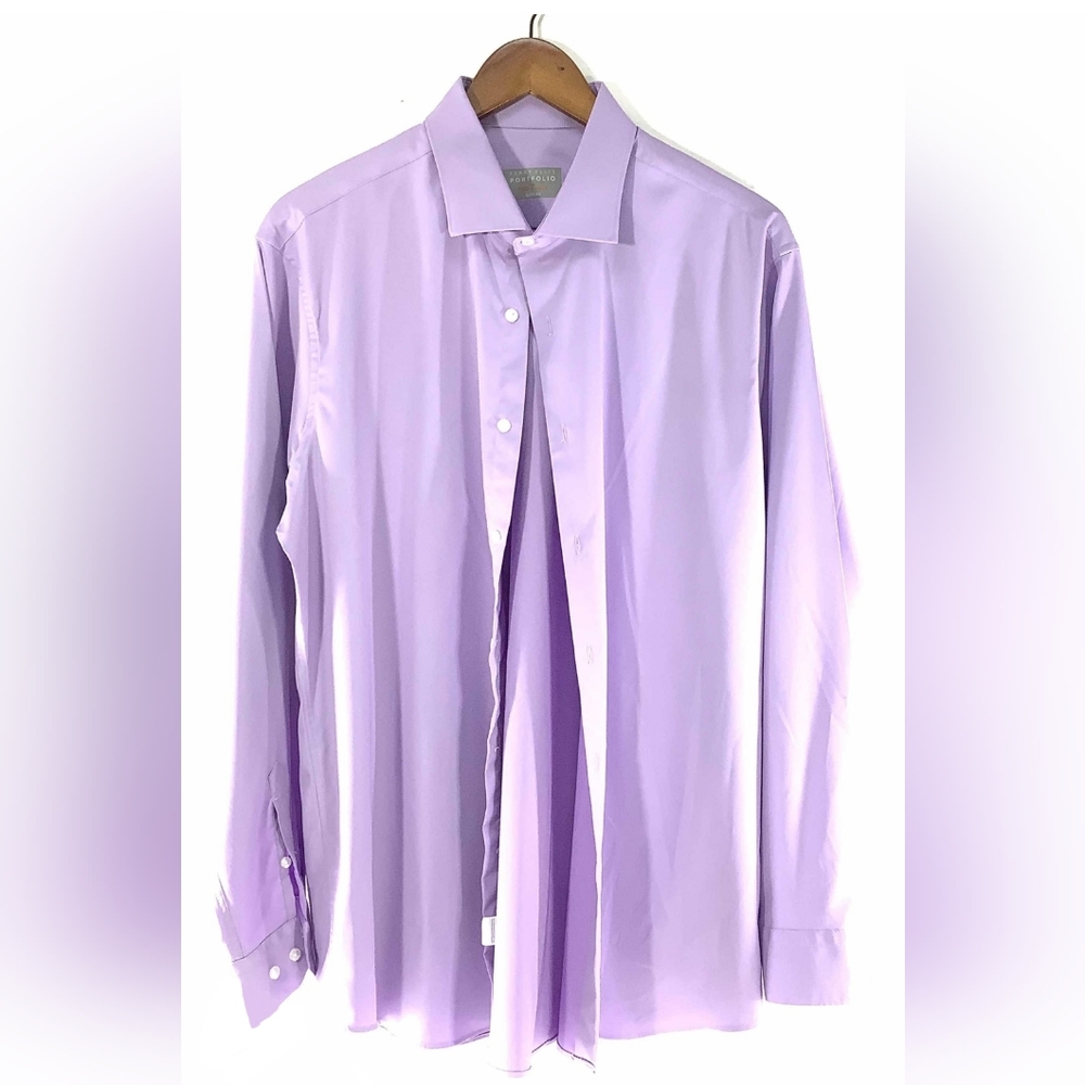 Perry Ellis Light Purple Men's Button Up Dress Shirt Size 34/35 Collar 18